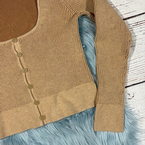 J.CREW Women's Camel Tan Scoopneck Stretch Cardigan Top - Picture 6 of 8